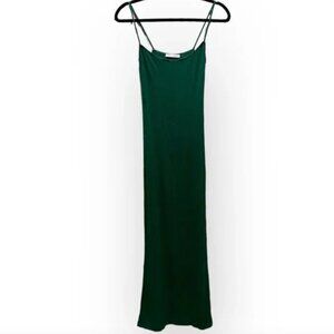 Reformation Forest Green Ribbed Bodycon Maxi Dress Modal Blend Made in the USA